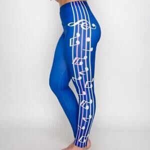 Stasia Blue Notes: 3D Musical Graphic Leggings Plus Size 1X/2X Callie Lives